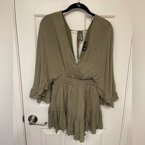 Flutter sleeve linen romper/dress🤍